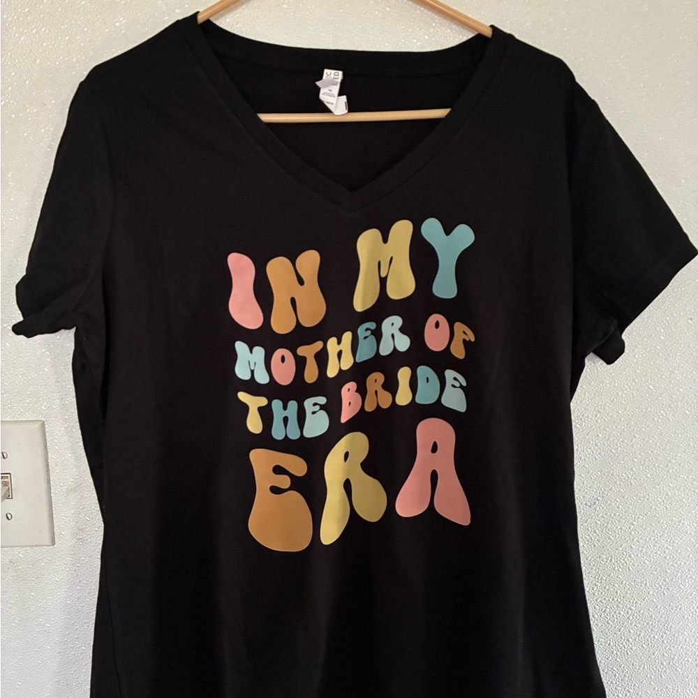 Black V-neck Tee “In My Mother of the Bride Era”